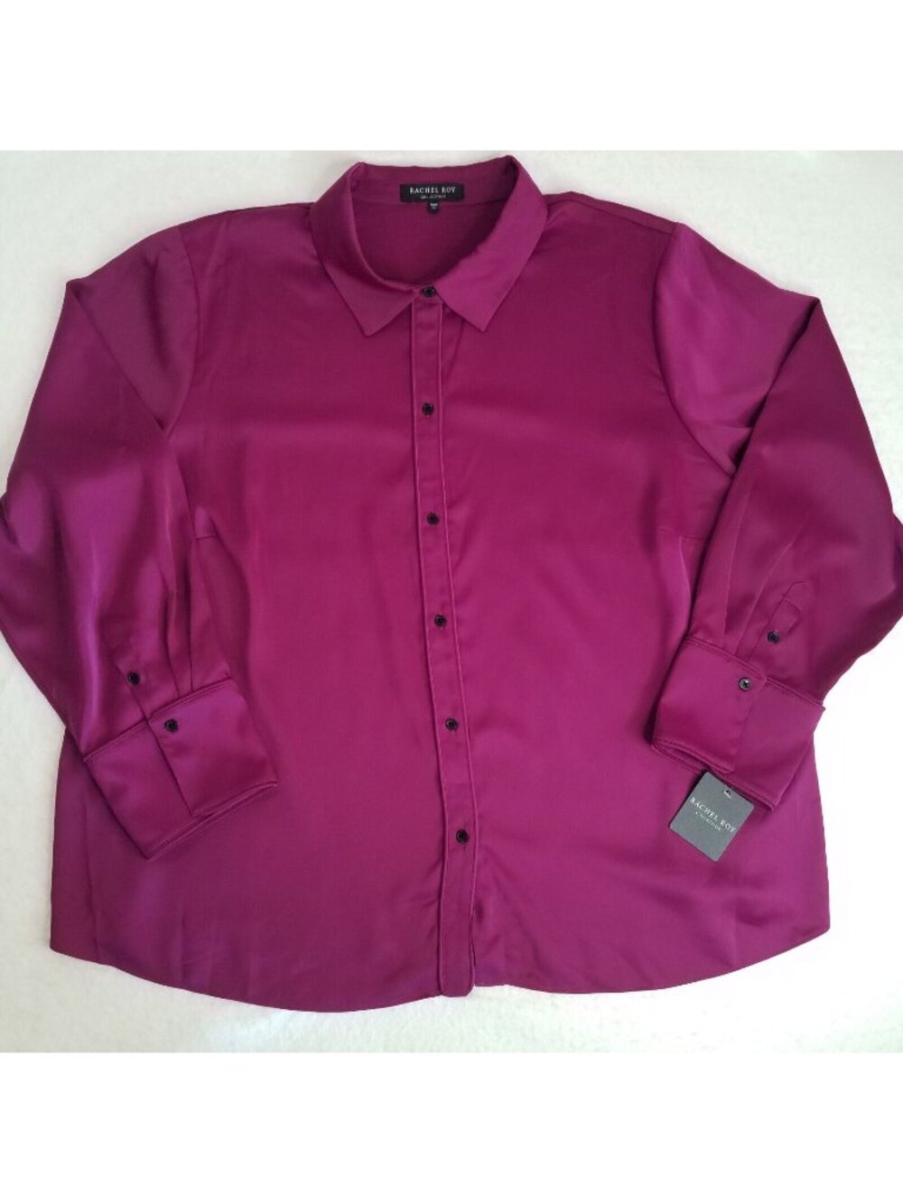 Rachel Roy Collection Satin Blouse Victorian Violet PLUS SIZE 24W Stretch Purple